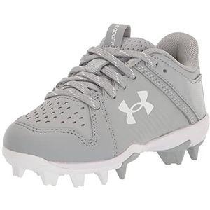 Under Armour Boy's Leadoff Low Junior Rubber Molded Cleat Shoe, (102) Baseball Gray/Baseball Gray/White, 5 Big Kid