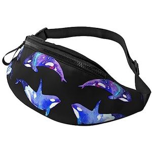 Heuptas met zebraprint voor dames en heren, modieuze verstelbare crossbody heuptas, voor reizen, sport, wandelen, Orca Killer Walvis, Eén maat