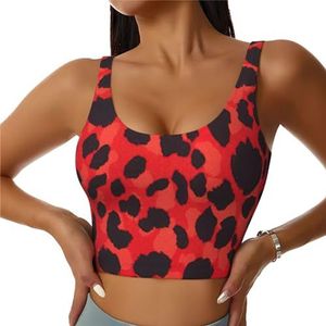 Rode Luipaard Patroon Print Comfortabele Vrouwen Sport Vest Yoga Workout Vest Voor Vrouwen Lichtgewicht Zomer, Zwart, S
