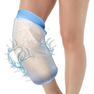 EASYKEENECOM Blauwe waterdichte gipsbescherming, waterdichte beenbescherming tijdens het baden, herbruikbare kader, bandage douchebescherming voet voor gebroken benen, knie, enkels