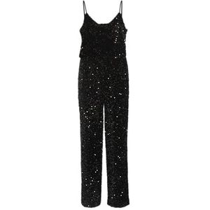 Vila Dames Vifaith V-hals S/L Sequin Jumpsuit/Vol, zwart beauty, M