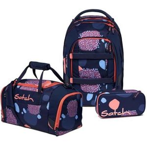 satch Pack schoolrugzak set 3-delig incl. pennenetui en sporttas, Coral Reef, Eén maat, klassiek