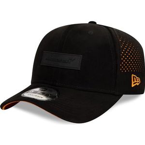 New Era McLaren F1 Automotive Suede Perferated 9FIFTY Snapback Baseball Hat Cap - Zwart/Papaya Oranje - Verstelbaar, Zwart, M-L
