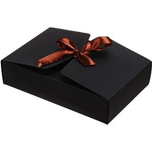 Feestbenodigdheden bruidstaart lint pakket doos doos doos geschenkdoos ambachtelijke doos (21 × 14 × 5 cm, zwart)