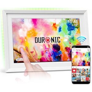 Duronic Frameo PF2A WE Digitale Fotolijst Verbonden 10,1 inch Touchscreen Fotoweergave en videoweergave Hoge resolutie 1280x800 pixels 32 GB geheugen Oplader 5V/3A