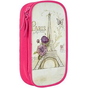 MOLIAE Eiffeltoren bedrukte pennenetui met hoge capaciteit, duurzame pennenzak etui organizer koffers, voor mannen en vrouwen, roze, Eén maat, Tas Organizer