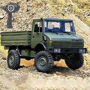 RC militaire vrachtwagen, schaal 1:12 4WD auto met afstandsbediening, 2,4 GHz legerauto's terreinwagen, elektrisch speelgoedvoertuig cadeau voor volwassenen en kinderen, jongens