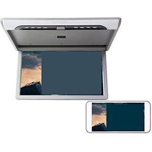 Hoofdsteun videospeler, 19 Inch Auto Monitor 1080P HD Lcd-scherm Draagbare Auto Video Spelers Auto Plafond TV Dak Mount Display USB FM Camper(Gray Mirror Monitor)