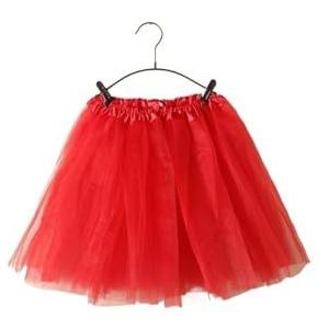 WLTYSM Tutu-rokken van mesh tule voor dames, prinsessen-tutu-rok, feestjurk, licht, elastisch, klassieke tutu-rok voor dames (rood)