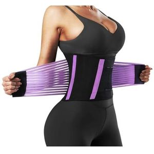 Rugcorrectie, Taille Trainer for Gewichtsverlies Zweetband Trimmer Korset Buikcontrole Rugsteunband(Purple,XXL)