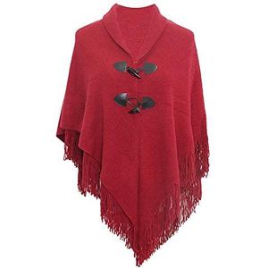 Xinqiao - Oversized Breien Poncho Sjaal - Rood