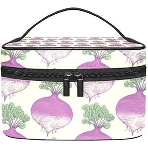 Rutabaga Plantaardige Patroon Make-up Organizer Bag, Reizen Make-up Tas Organizer Case Draagbare Cosmetische Tas voor Vrouwen en Meisjes Toiletartikelen, Meerkleurig, 22.5x15x13.8cm/8.9x5.9x5.4in