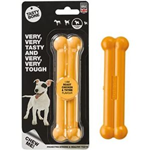 TastyBone Nylon hondenkauwspeelgoed voor kleine honden (gebraden kip en tijm) - onverwoestbaar voor agressieve kauwers, eeuwige smaak, sterke gezonde tanden, gemaakt in het Verenigd Koninkrijk