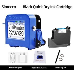 Mini Inkjet Printer 25,4 mm draagbare labelinkjetprinter Groot karakter Mini Handheld Coder Productiedatum Barcode Logo Print Permanente inkt instelbare afdrukhoogte(Printer-Black Ink)