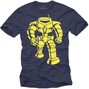 MAKAYA Grappig T-Shirt Voor Jongens - Robot - Nerd Gamer Cadeau Voor Heren Mannen Tieners Blauw Maat XXXXL