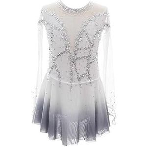 Nnnydjy Kunstschaatsen Prestatie Jurken Voor Kinderen Meisjes Lange Mouw Ijsschaatsen Sport Dans Kostuum Eenvoudig Royale Ballet Gymnastiek Leotard Dragen,Wit,11_13Years