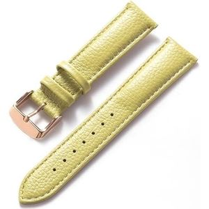LQXHZ Litchi Patroon Zacht Leer Lederen Band Heren Dames 16mm18mm20mm22mm Horlogeband Accessoires (Color : Lemon Yellow Rose, Size : 17mm)
