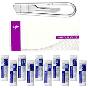 MJW Opvouwbare scalpel Handgreep nr.3 met 10 stuks Scalpel Cutting Edge #10 Ideale Kunst, Handwerk, Houtkunst en Enten Dermaplaning Handgreep, Pocket Crafting-Scalpel