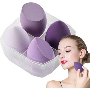 Make-upsponsset, 4 veelkleurige latexvrije schoonheidssponzen voor make-up, schoonheidsspons voor het perfect aanbrengen van vloeibare cosmetica, crèmes en poeder Bittu