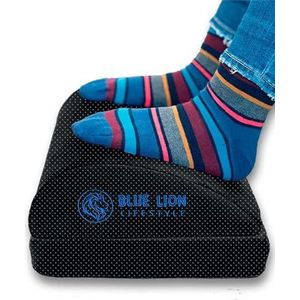 Verstelbare voetensteun Blue Lion Zwart Anti-slip - 10 + 5 cm hoog - Optimale zithouding voor thuis en op kantoor - Ergomomisch voetenkussen voor onder bureau - verstelbaar in hoogte