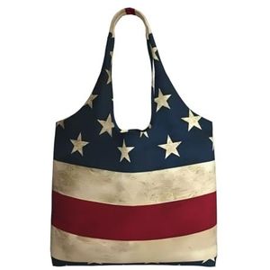 XIAOYANS Amerikaanse vlag extra grote capaciteit schouder canvas tas voor winkelen reizen dagelijks gebruik, Zwart, Eén maat