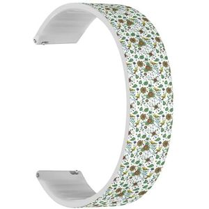 RYANUKA Solo Loop band compatibel met Ticwatch E3, C2 / C2+ (Onyx & Platina), GTH/GTH Pro (Birds Flowers) Quick-Release 20 mm rekbare siliconen band band accessoire, Siliconen, Geen edelsteen