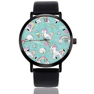 Mooie Eenhoorn Donut Ice Cream Cloud vrouwen Polshorloge Ultra Dunne Case Extreem Eenvoudige Analoge Polshorloge Dames Ultra Dunne Horloge Japans Quartz Beweging