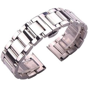 Massief Roestvrij Stalen Horlogeband Zilveren Armband 18Mm 20Mm 21Mm 22Mm 23Mm 24Mm Vrouwen Mannen Metalen Horloge Band Polsband (Color : All polished, Size : 24mm)