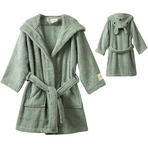 PandaHome Badjas voor kinderen, kinderbadjas voor jongens en meisjes, van 100% katoen, ochtendjas met capuchon, sneldrogend, zacht, absorberend, badjassen 400 g/m², groen, 7-8 Jaar