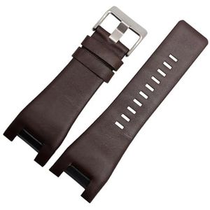 LUGEMA Echt Lederen Armband 32 Mm Horlogeband Compatibel Met Diesel Horlogeband Horloges Band For DZ1216 DZ1273 DZ4246 DZ4247DZ287 Horlogeband (Color : Plain Brown silver, Size : 32mm)
