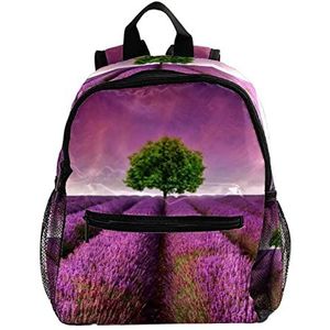 Lavendel Veld Leuke Mode Mini Rugzak Pack Bag, Meerkleurig, 25.4x10x30 CM/10x4x12 in, Rugzak Rugzakken