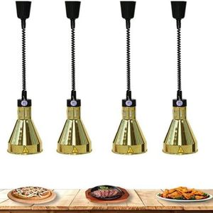 Commerciële Voedselverwarmers Lamp, Voedsel Warmtelamp Keukenverlichting Buffet Server Voedselverwarmer Metalen Kroonluchter,60-180cm Intrekbare Voedselverwarmingslamp (Color : A)