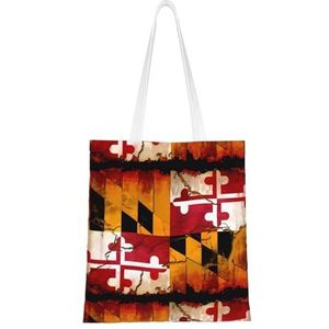 LamaMe Vintage Houten Maryland Vlag 12ann Herbruikbare Canvas Tote Voor Winkelen Strand Moederdag Gift Bag, Zwart, Eén maat