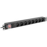 Lanberg - PDU 19" 1U - Stroomverdeelunit - 16A - 8x FR - 2m