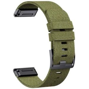 22 26 MM Quick Fit Nylon Horlogeband Geschikt for Garmin Fenix ​​7/7Pro/7X/6X/6 Pro/5X/5 Plus6/Epix/Instinct Vervangbare Armband (Color : Army green, Size : 22mm)