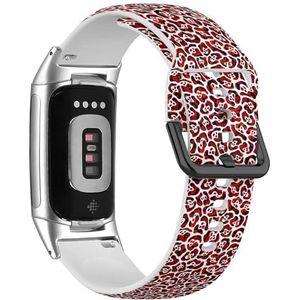 RYANUKA Zachte sportband compatibel met Fitbit Charge 5 / Fitbit Charge 6 (trendy rode luipaardvlekken geïsoleerd) siliconen armbandaccessoire, Siliconen, Geen edelsteen