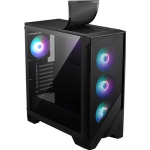 MSI MAG Forge 321R Airflow - Premium Mid-Tower Gaming PC-behuizing - Zijpaneel van gehard glas - ARGB 120 mm ventilatoren - Vloeibare koeling Ondersteuning tot 360 mm radiator - geventileerd
