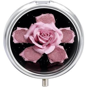 Pillendoosje Travel Pill Organizer Glitter Rose Gedrukt Leuke Pillendoos Handige Pillendoos Geschikt om in zakken en zakken te worden geplaatst