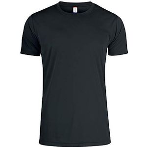 Ademend heren T-shirt voor fitness, sport en vrije tijd, UV50 zonwering, 100% polyester, heren sportshirt van milieuvriendelijke spin-dye-stof, versch. kleuren, maten XS-3XL, zwart, XXL