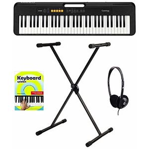 Casio CT-S100 Keyboard Starter Set (modern keyboard met 61 toetsen incl. X-keyboardstandaard, hoofdtelefoon & keyboardschool) zwart