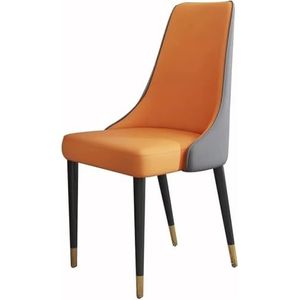 JAVYPPT Keuken Houten Benen Eetkamerstoel Micro Fiber Lederen Keuken Stoel Ergonomie Seat Zijstoelen voor Woonkamer (Grijs Oranje)