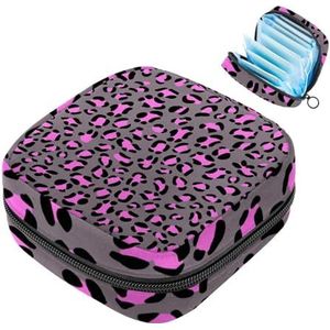 MUOOUM Luipaard Roze Print Maandverband Opbergtas Draagbare Menstruatie Tas Voor Vrouwen Tiener Meisjes Menstruatie Cup Pouch Nursing Pad Houder