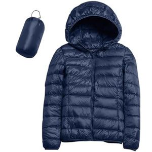 Lichtgewicht Donsjack For Dames, Gewatteerde Tienerjas, Meisjesjas, Winterski-jas Met Revers, Winterjas(Navy blue,3XL)