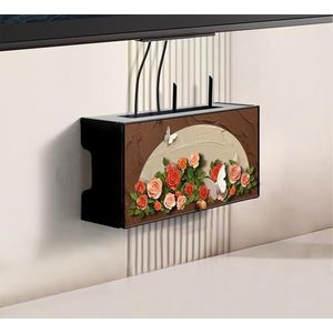 XCLOOZGL Houten Wifi Router Opslagdoos - Elegante Wandmontage Decoratieve Modemplank Verbergingskap Kabelbeheer Rek Rustieke Oplossing Voor Thuis- En Kantoororganisatie,40x20x12cm