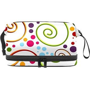 Grote capaciteit reizen cosmetische tas,Abstract spiraalvormig patroon,Make-up tas,Waterdichte make-up tas organisator, Meerkleurig, 27x15x14 cm/10.6x5.9x5.5 in
