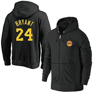 Mannen Rits Hoodies Unisex Lange Mouw Basketbal Kleding Lakers Zwarte Trui Mannen NBA Casual Hoodies Basketbal Lange Mouw, 3XL