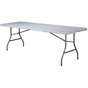 METRO Professional Bankettafel, klaptafel, staal/polyethyleen, wit, 244 x 76 cm, inklapbaar tafelblad, stalen frame, met transportgreep, voor 10 personen