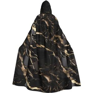 AvImYa Unisex Hooded Halloween Kerstfeest Cosplay Kostuums Gewaad Mantel Cape Vakantie Goederen Zwart Goud Marmer Prints