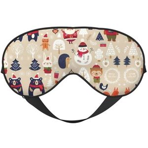 Leuke dieren met sneeuwpop afdrukken veelzijdige rusthelper, zacht slaapoogmasker dubbelzijdig voor yoga, kamperen, zacht slaapmasker