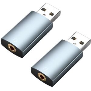 MMOBIEL USB naar 3,5 mm Aux-stereo-adapter [2 stuks] – externe USB-A-geluidskaart – naar 3,5 mm aux-audioconverteradapter – koptelefoon- en microfoon-jack-adapter voor Windows, Mac, PS5, PS4
